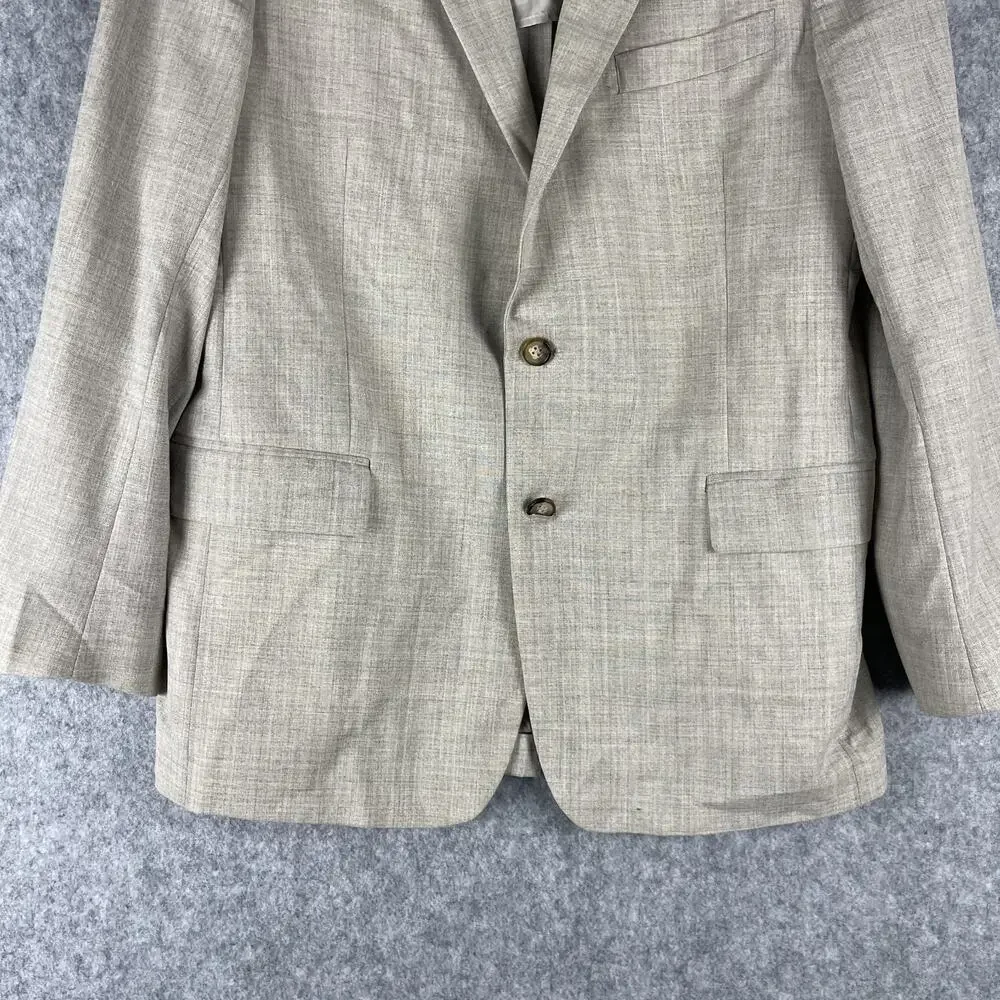 Brooks Brothers‎ Regent Fit Blazer Sport Coat Mens 42R Beige Wool Ramie 2 Button